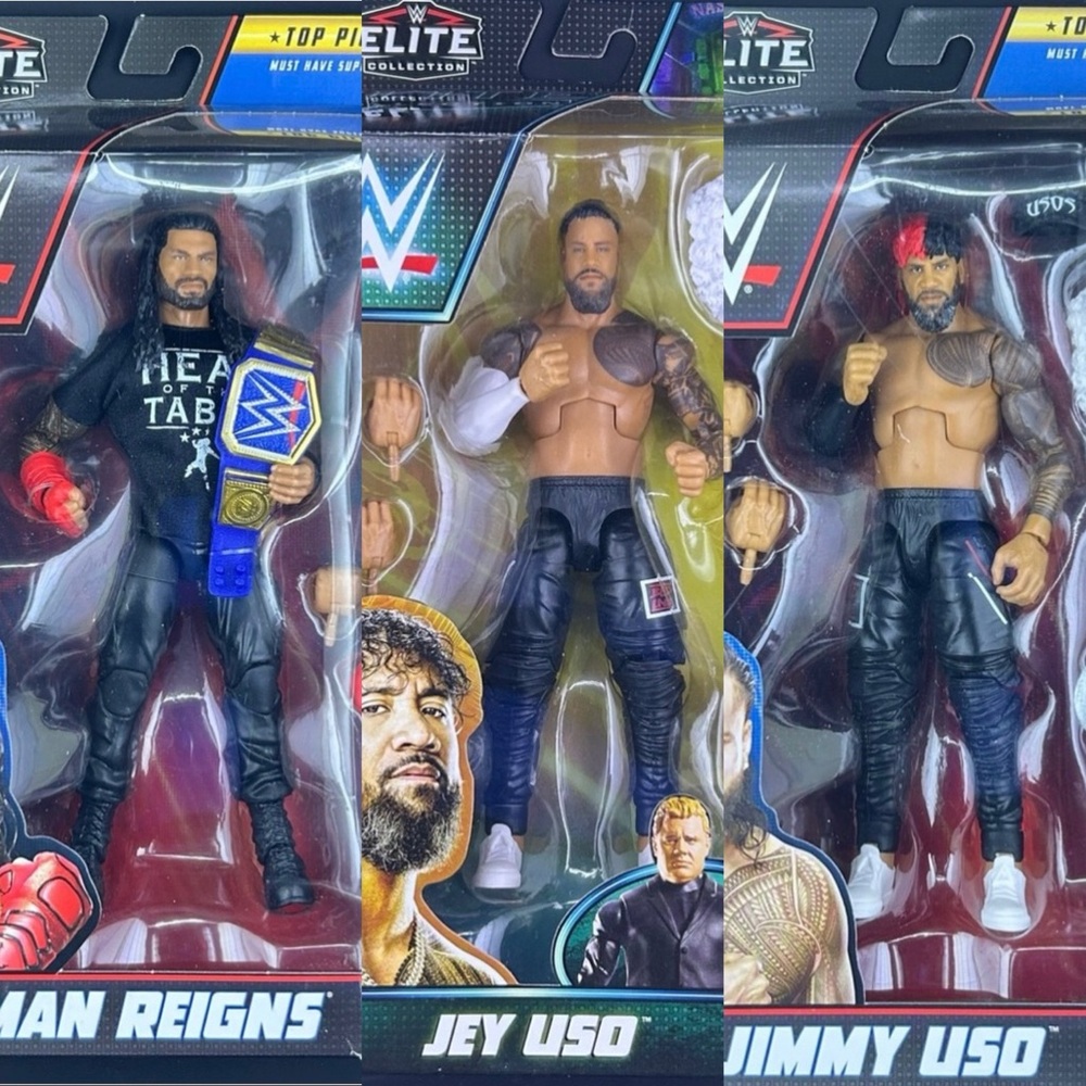 Mattel WWE Elite Bloodline Roman Reigns Jey Jimmy Uso Wrestling Action Figures
